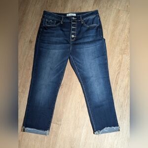 Women's plus high waisteKancan denim straight leg boyfriend cuffed jeans size 32